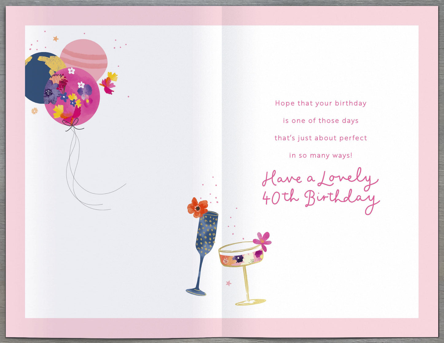 Standard Greeting Cards Birthday 40th Floral Celebrations