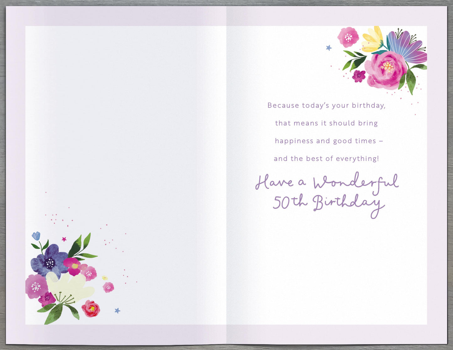 Standard Greeting Cards Birthday 50th Floral Celebrations