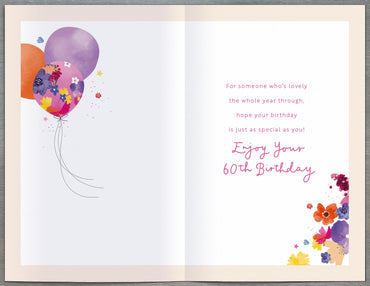 Standard Greeting Cards Birthday 60th Floral Celebrations