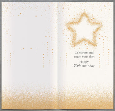 Hand Finished Greeting Cards Birthday 70th Celestial Spark