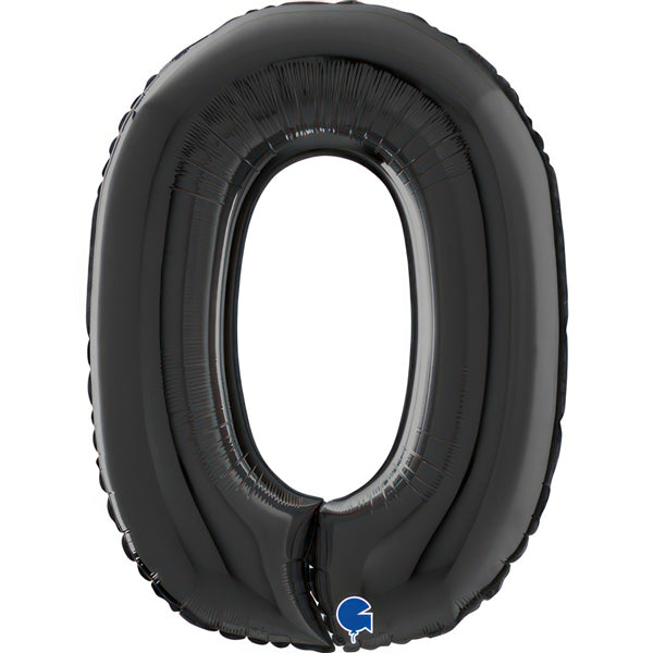 26" Grabo Black Number 0 Shape Balloons