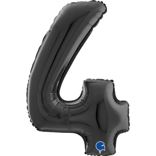 26" Grabo Black Number 4 Shape Balloons