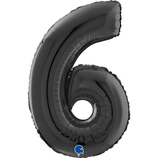26" Grabo Black Number 6 Shape Balloons