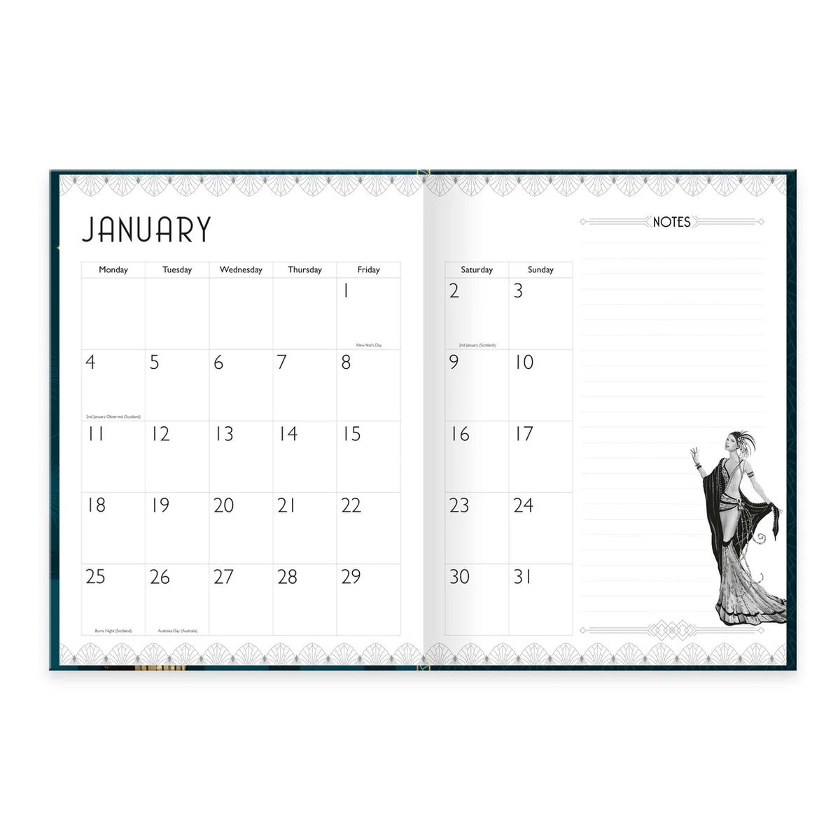 Claire Coxon Art Deco 2027 Hardback Diary Planner – Month to View