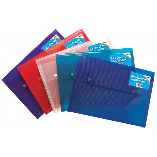 A4 Double Stud Wallets Assorted Colours