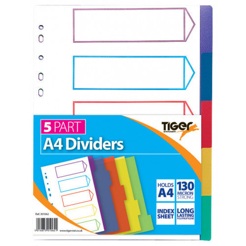 A4 5 Part Polypropylene Subject Dividers