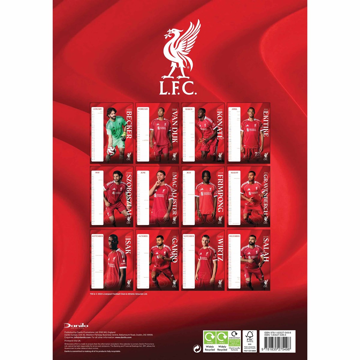 Liverpool FC A3 Calendar 2026