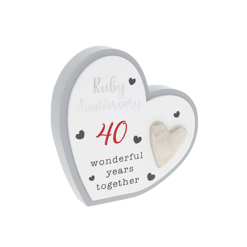 Celebration Heart Plaque 40th Anniversary