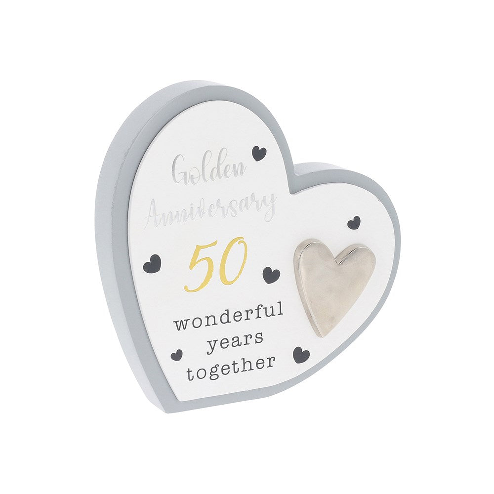 Celebration Heart Plaque 50th Anniversary