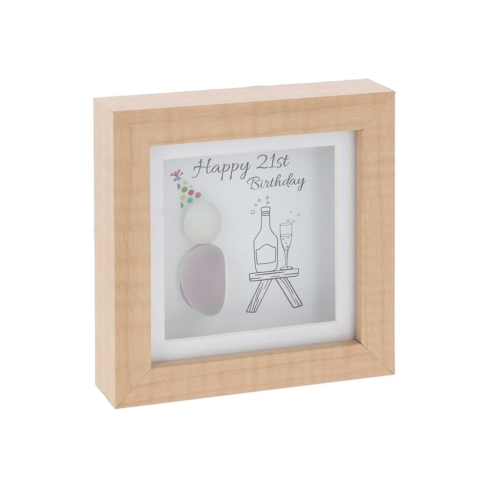 Pebble Glass Mini Plaque 21st