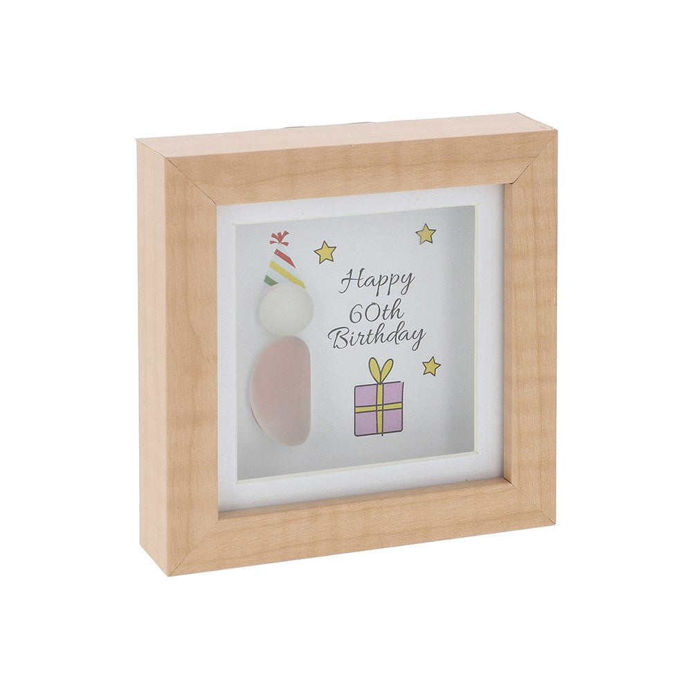 Pebble Glass Mini Plaque 60th