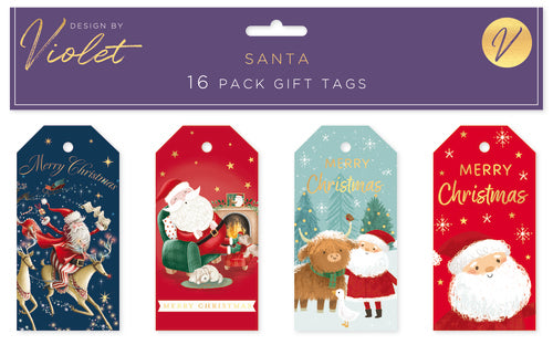 CHRISTMAS BY VIOLET Pk16 GIFT TAGS - SANTA
