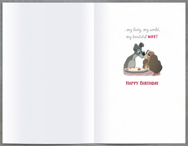 Hand Finished Greeting Cards Birthday Wife Cute Disney Lady And The Tramp