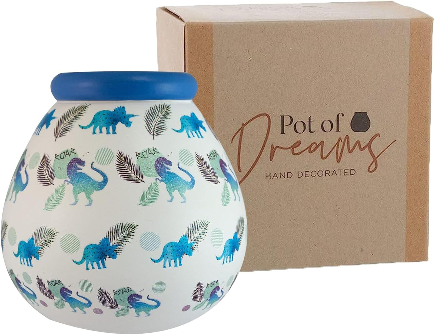 Pot of Dreams Hand Painted Dinosaur Kids Save And Smash Handcrafted Ceramic Money Box