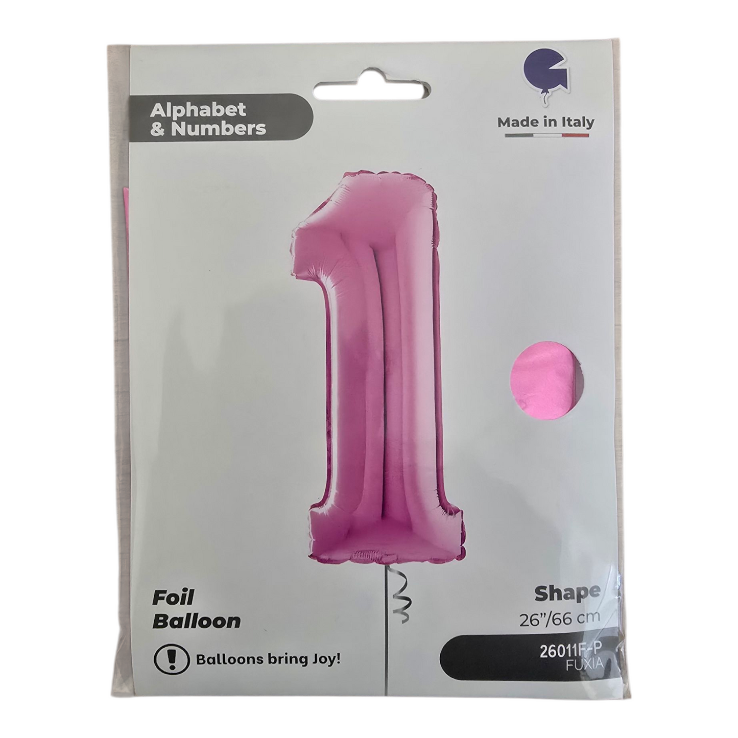 26 inch No 1 Balloon in Fuxia by Alphabet & Numbers