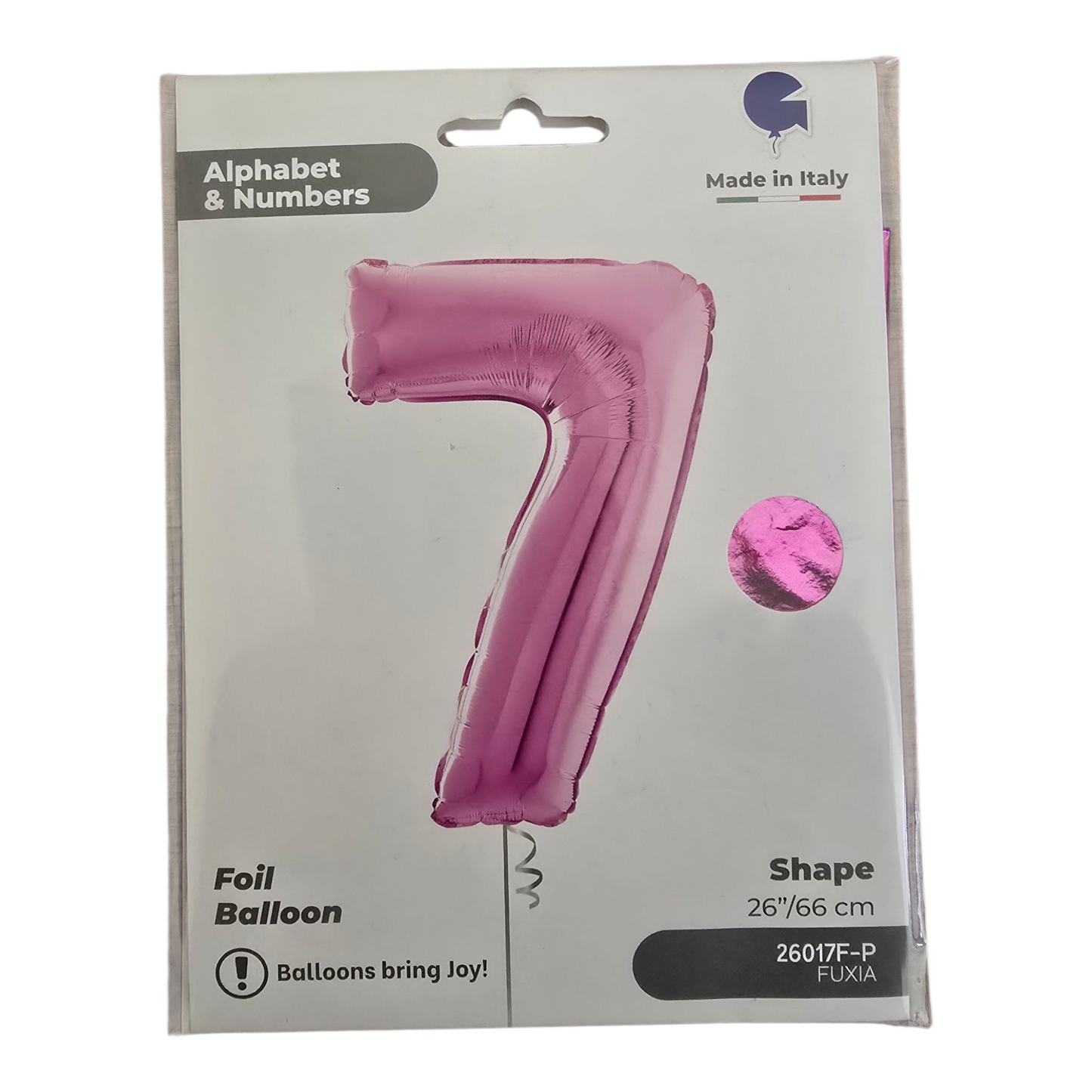 26 inch No 7 Balloon in fuxia by Alphabet & Numbers