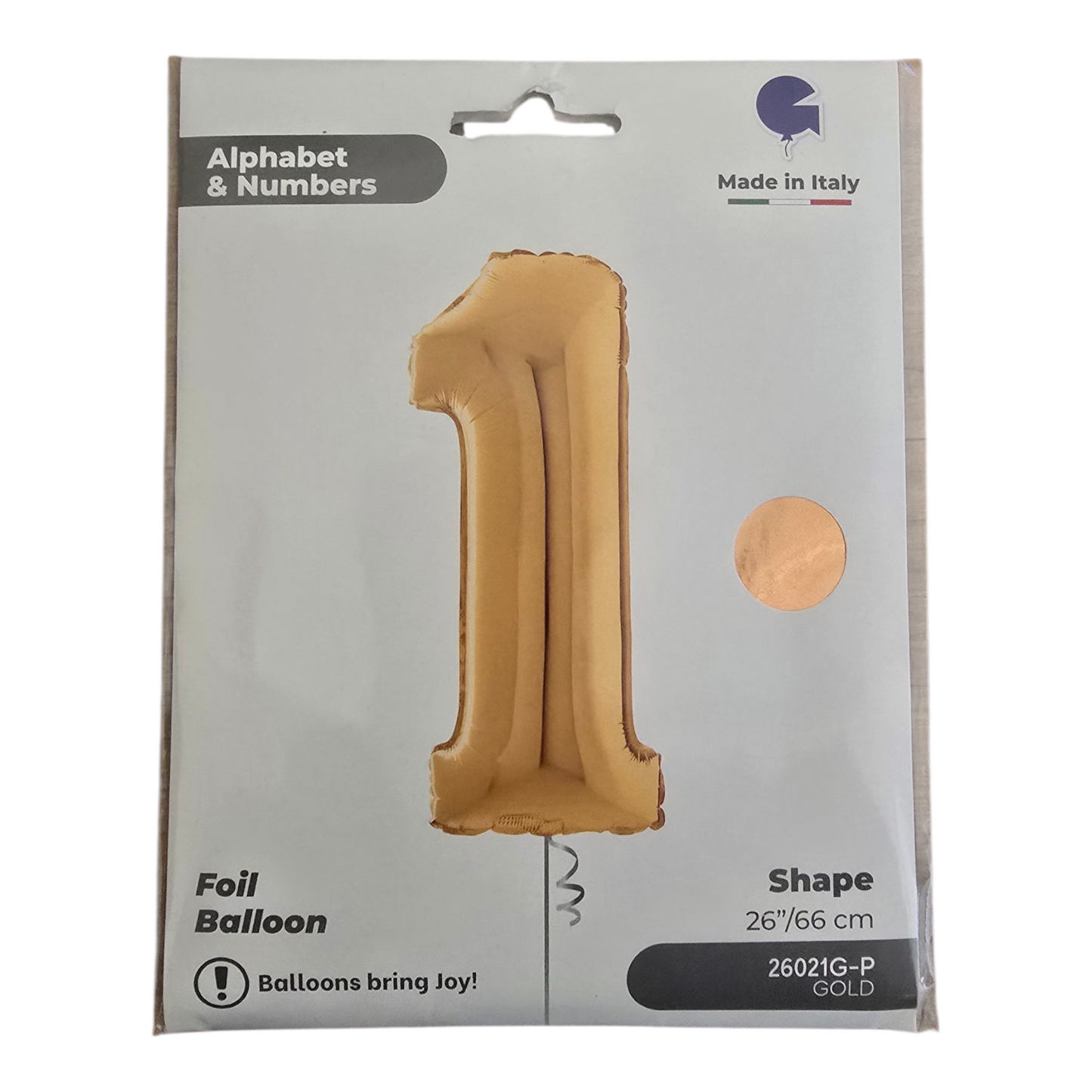 26 inch No 1 Balloon in Gold by Alphabet & Numbers