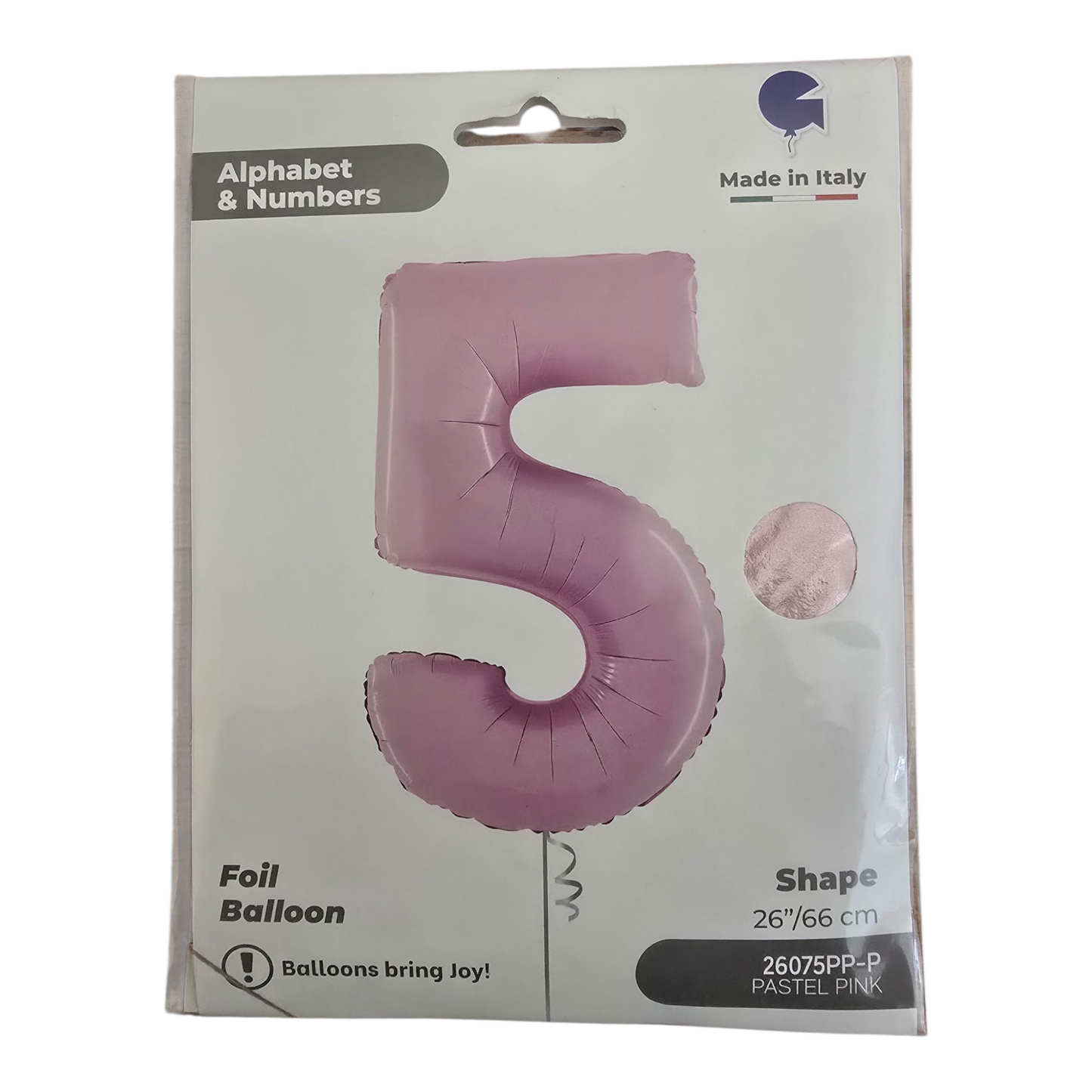 26 inch No 5 Balloon in Pastel Pink by Alphabet & Numbers