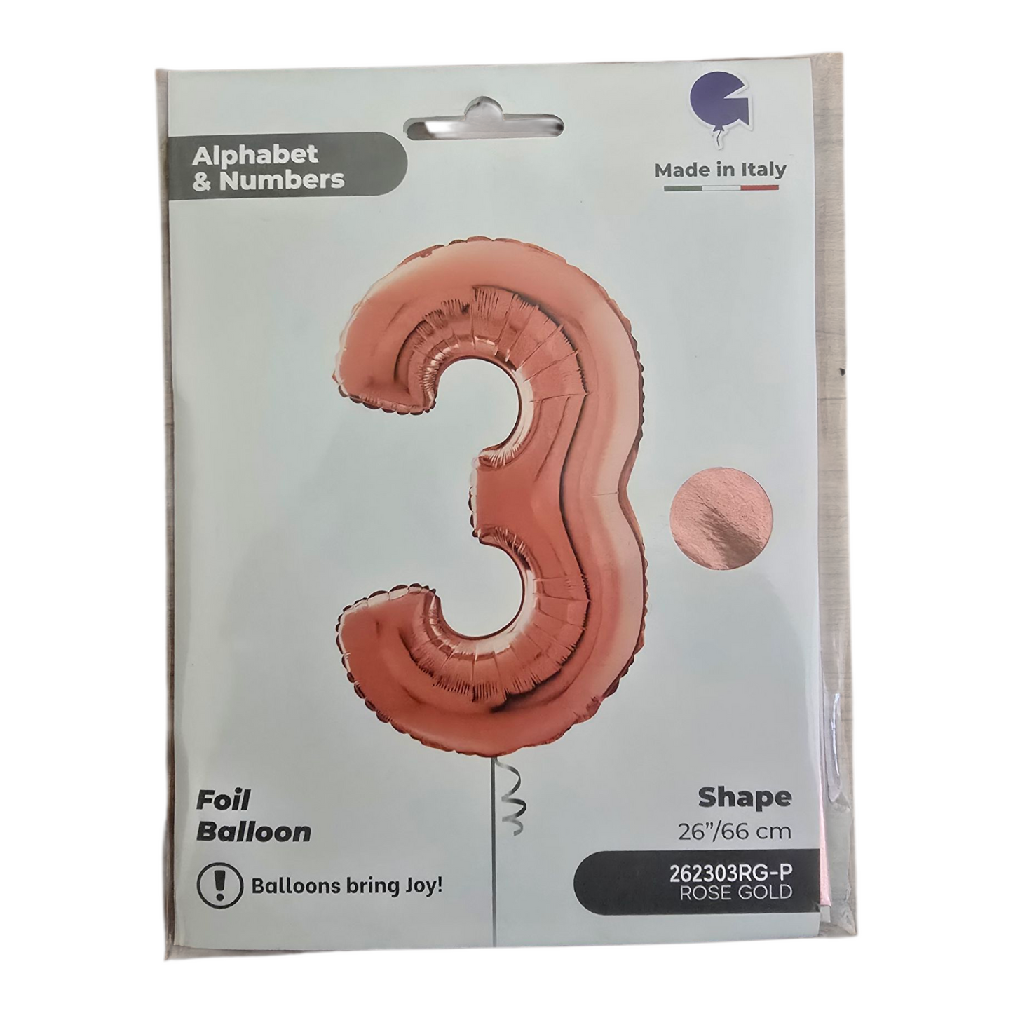 26 inch No 3 Balloon in Rose Gold by Alphabet & Numbers