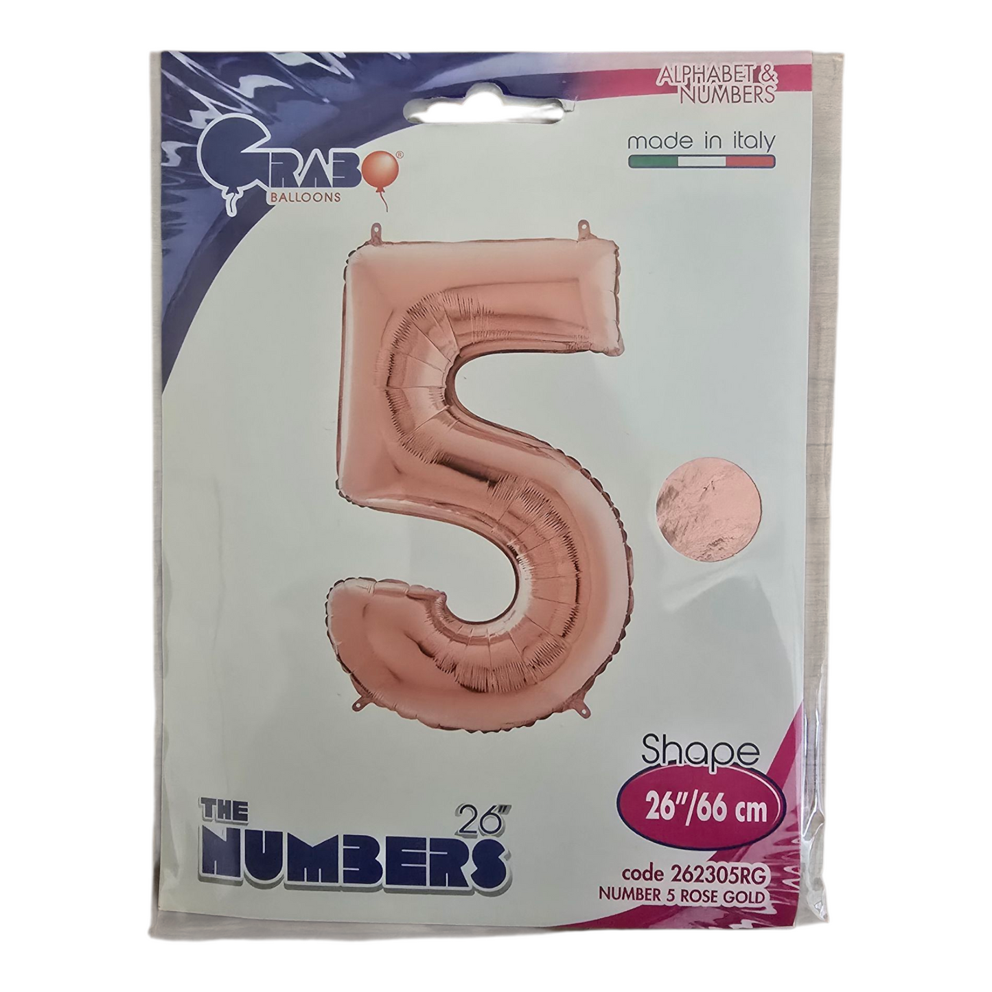 26 inch No 5 Balloon in Rose Gold by Grab