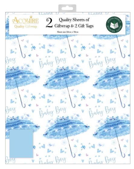 WRAP BABY BROLLY BLUE 2 SHEET 2 TAGS