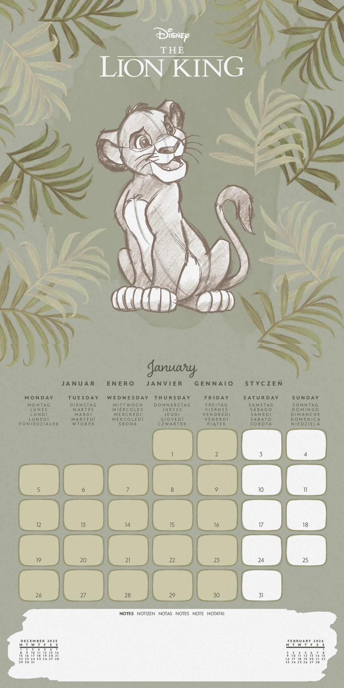 DISNEY CLASSICS (Artist Series) 2026 Square Wall Calendar – Official 16-Month Calendar