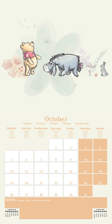 Winnie The Pooh Family by Disney 2026 Square Wall Calendar