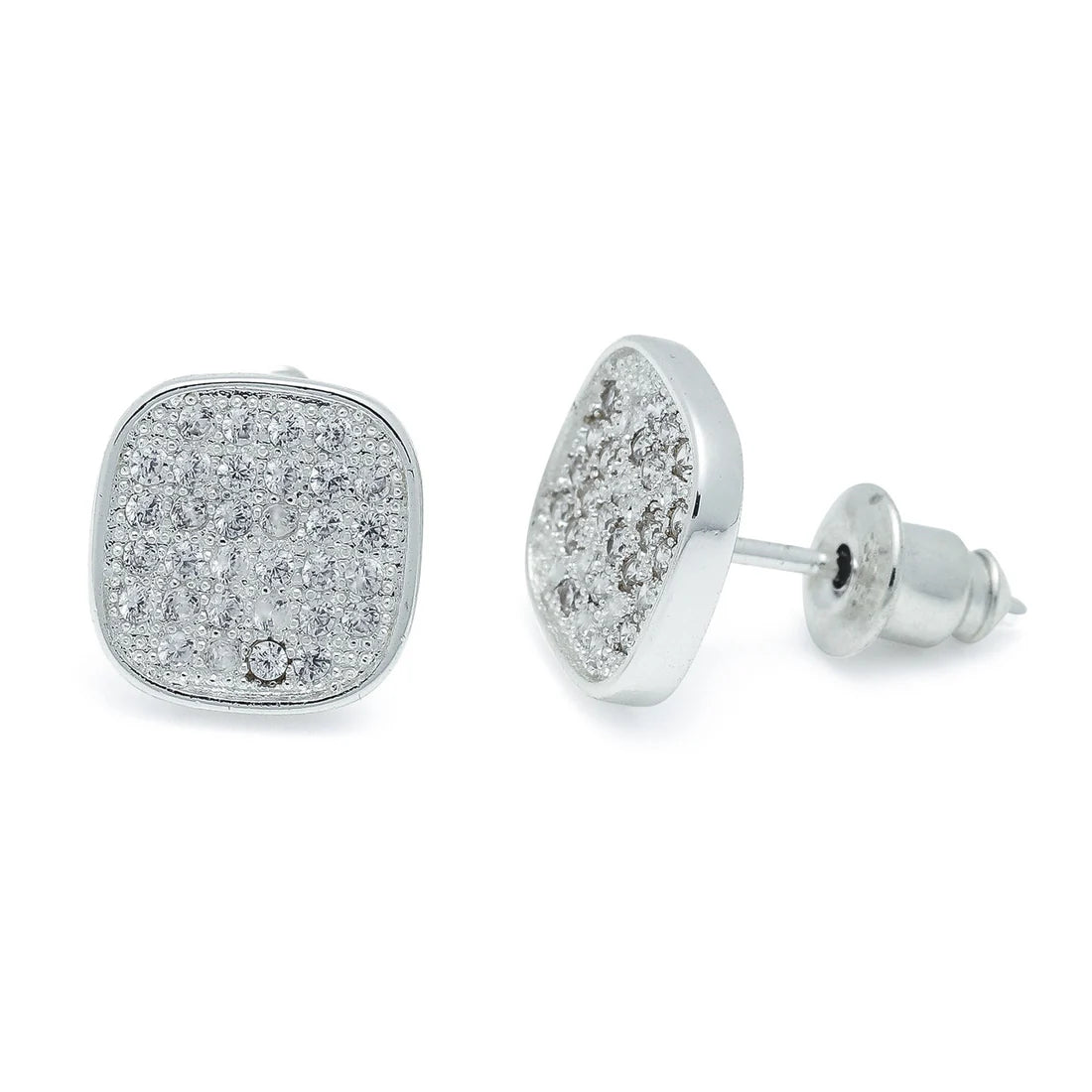 Square stardust silver studs