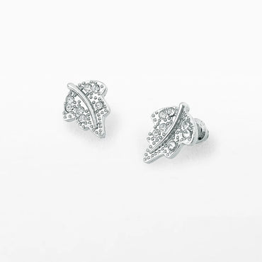 Silver leaf stud earrings