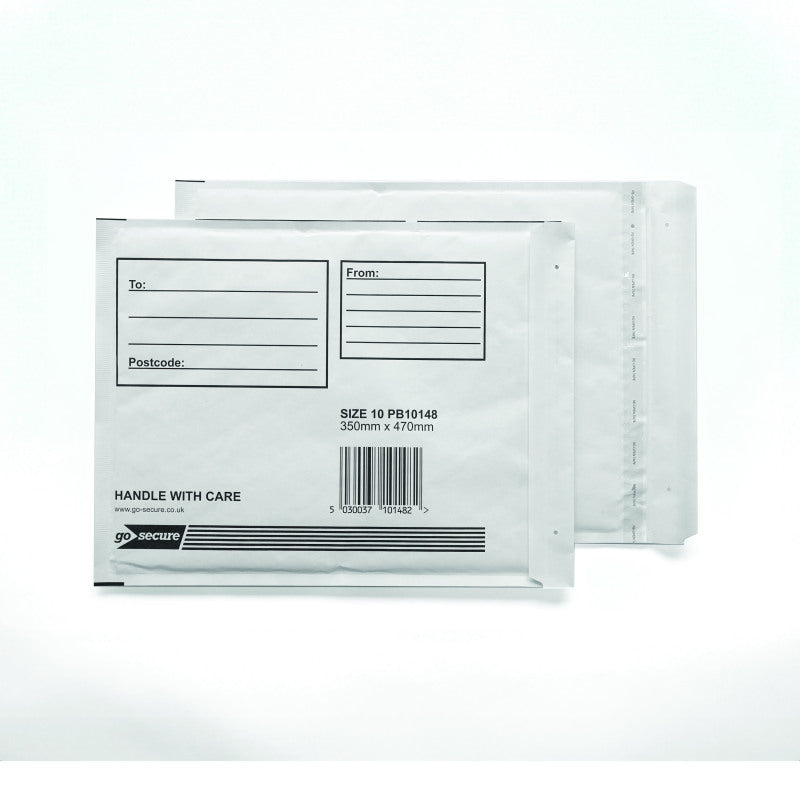 GoSecure Bubble Envelope Size 10 White 350mm x 470mm