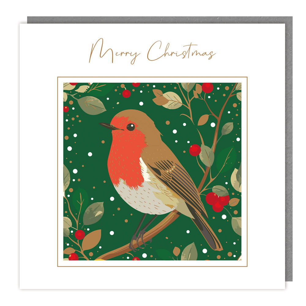Pack of 5 - Merry Christmas Robin - 140x140 - Foil - RT