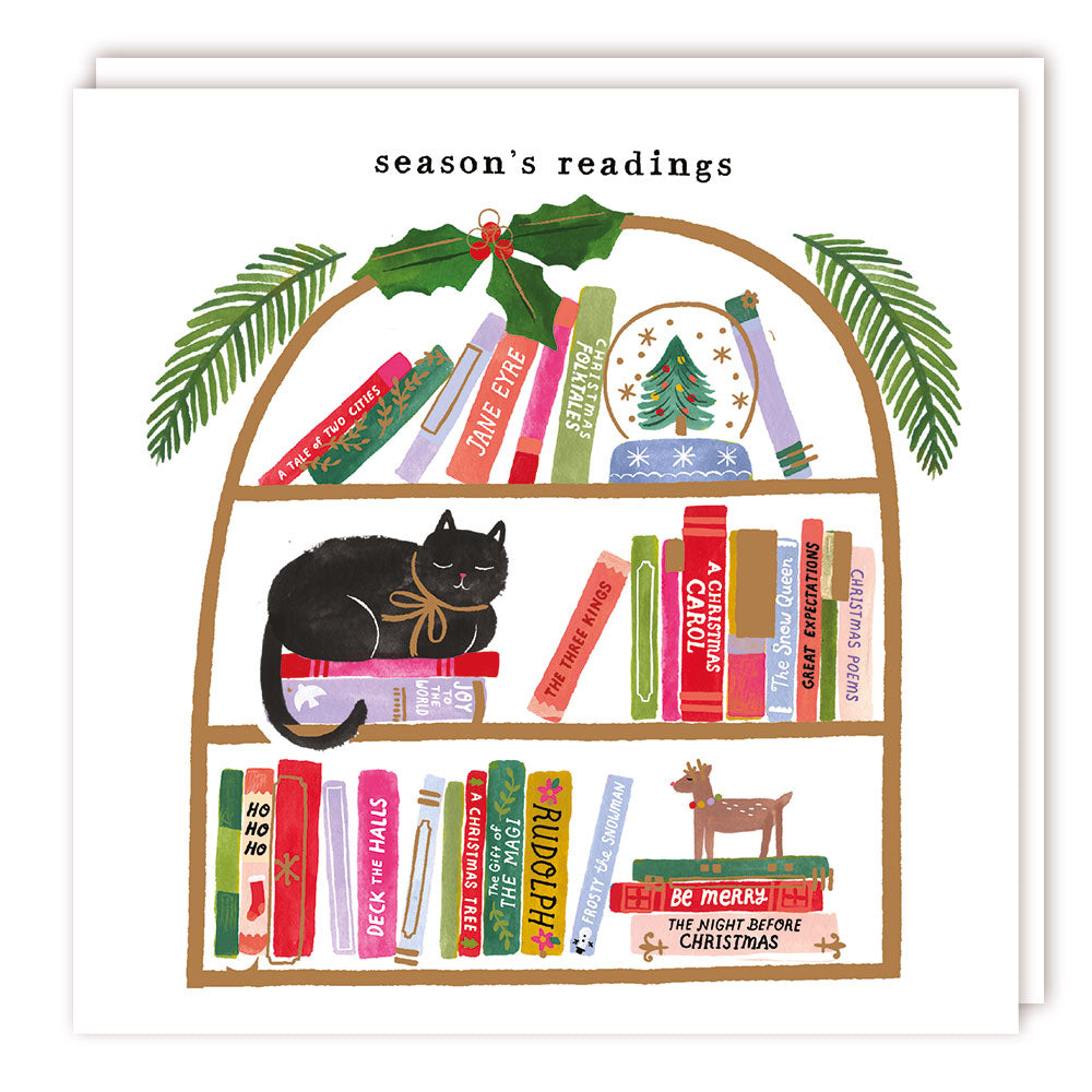 Pack of 5 - Bookshelf at Christmas - 140x140 - Foil - RT