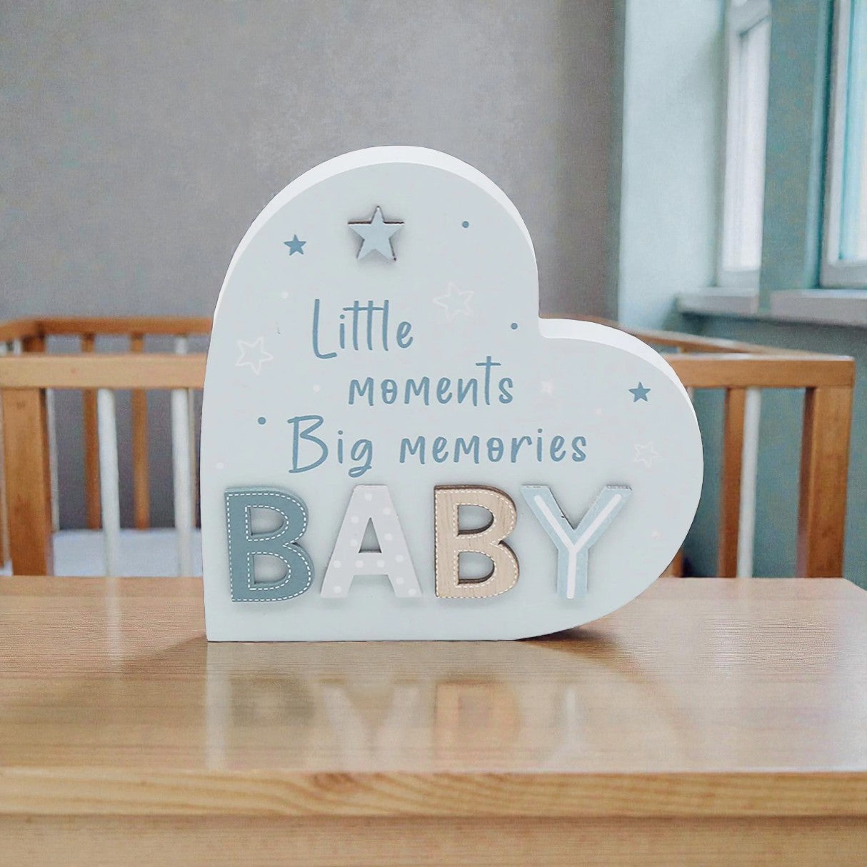 Little Angels 15cm Stand Heart Plaque Blue
