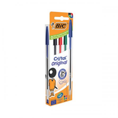 Bic Cristal Ballpoint Pen Medium Assorted (Pack of 4)