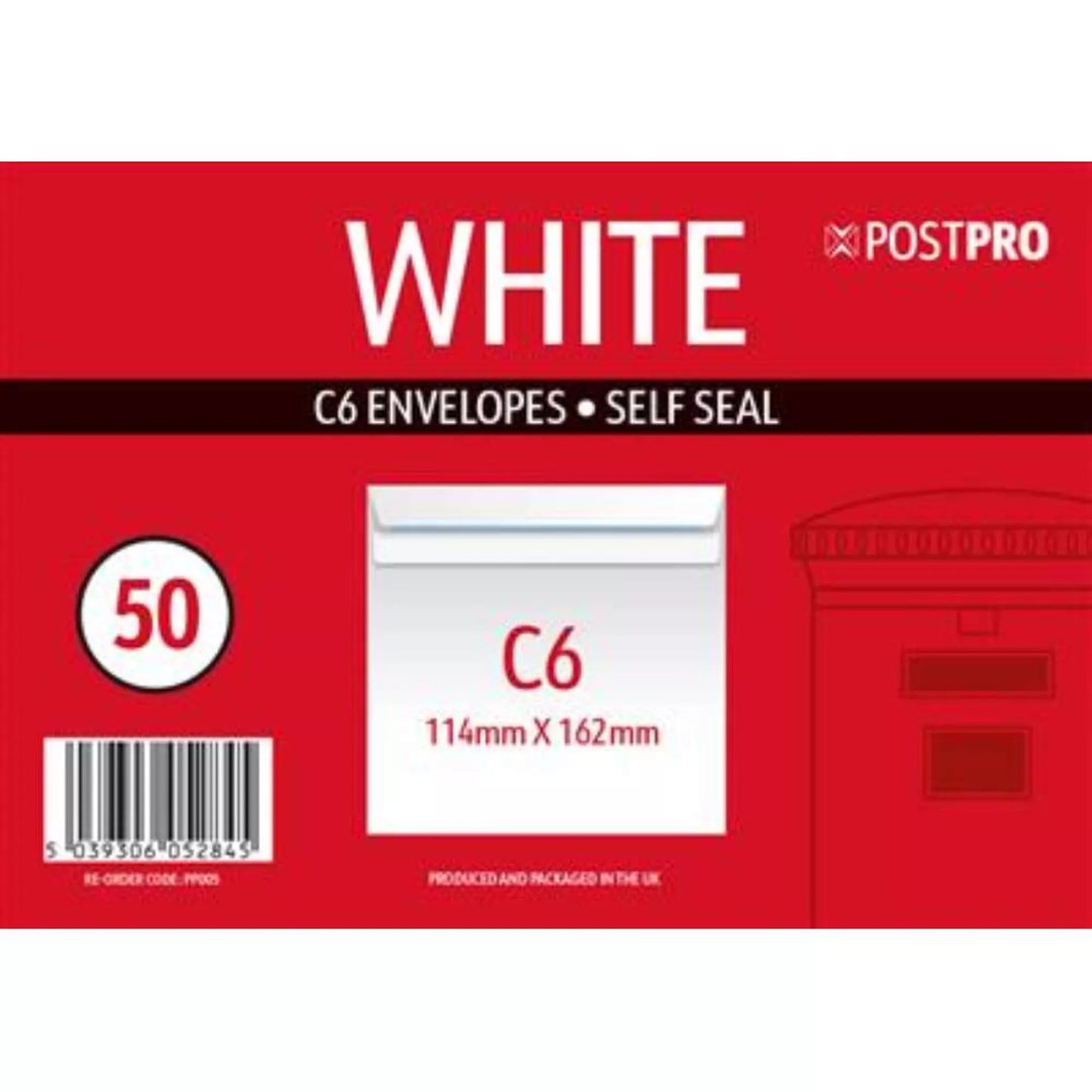 Post Pro Self Seal Envelopes C6 114x162mm 50pk