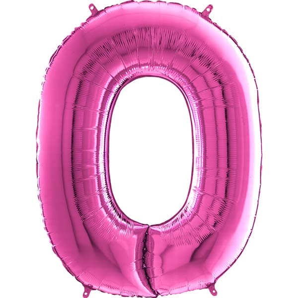 26" Grabo Fuchsia Pink Number 0 Shape Balloons
