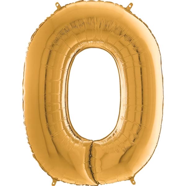 26" Grabo Gold Number 0 Shape Balloons