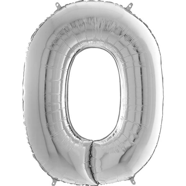 26" Grabo Silver Number 0 Shape Balloons