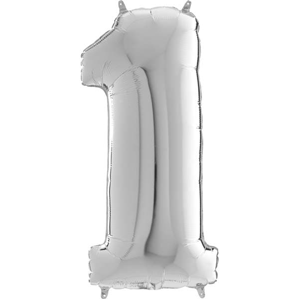 26" Grabo Silver Number 1 Shape Balloons