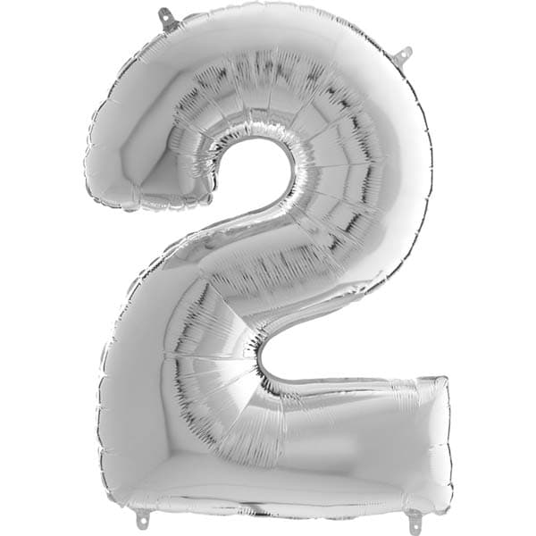 26" Grabo Silver Number 2 Shape Balloons
