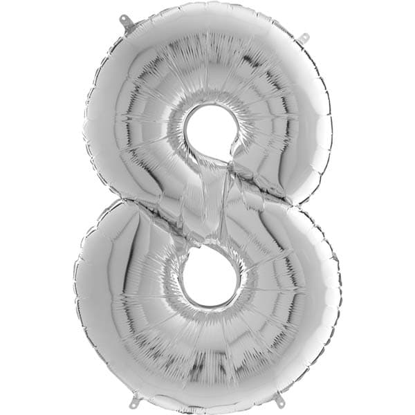 26" Grabo Silver Number 8 Shape Balloons