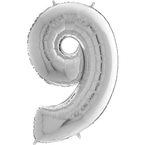 26" Grabo Silver Number 9 Shape Balloons
