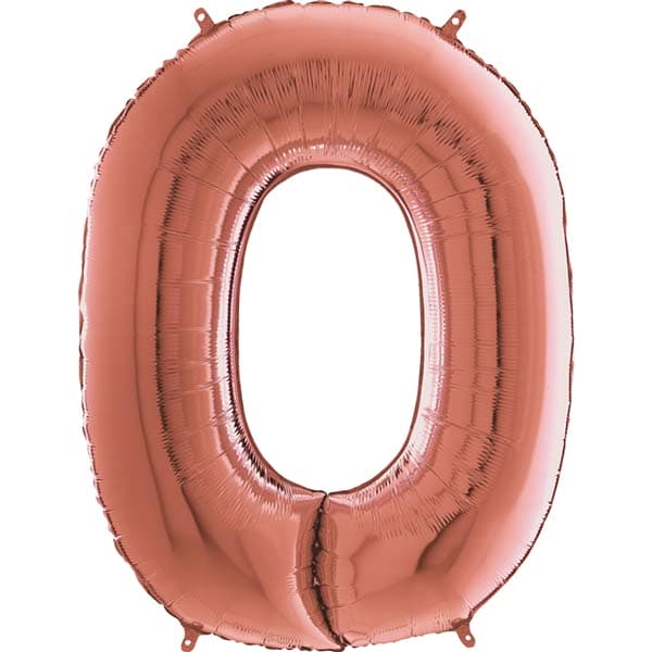 26" Grabo Rose Gold Number 0 Shape Balloons