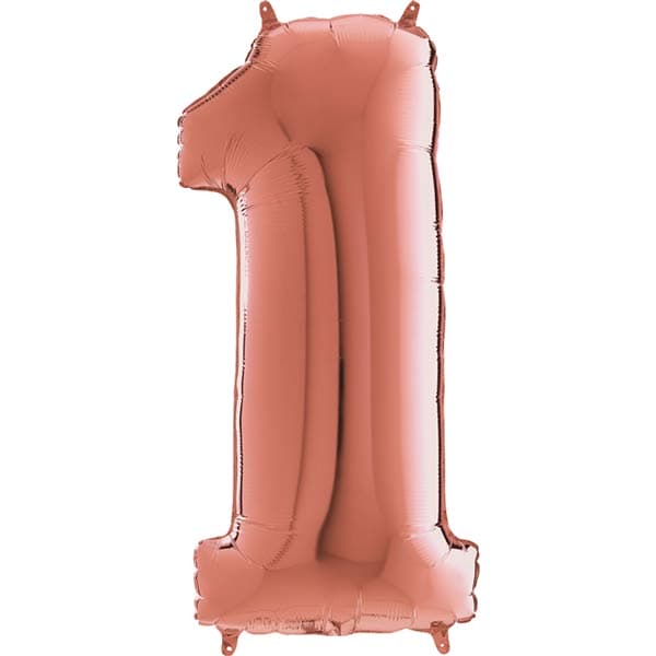 26" Grabo Rose Gold Number 1 Shape Balloons