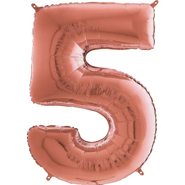 26" Grabo Rose Gold Number 5 Shape Balloons