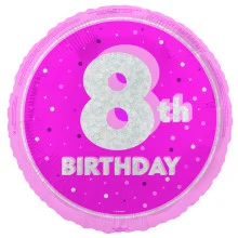 Age 8 Pink & Silver Foil Balloon