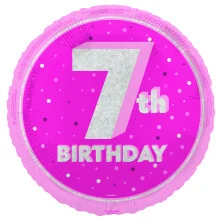 Unique Party 18" Birthday Pink Glitz Number 7 Round Foil Balloon