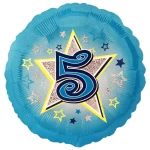 18 Inch (44 cm) Anagram Age 5 Blue Stars folie ballon