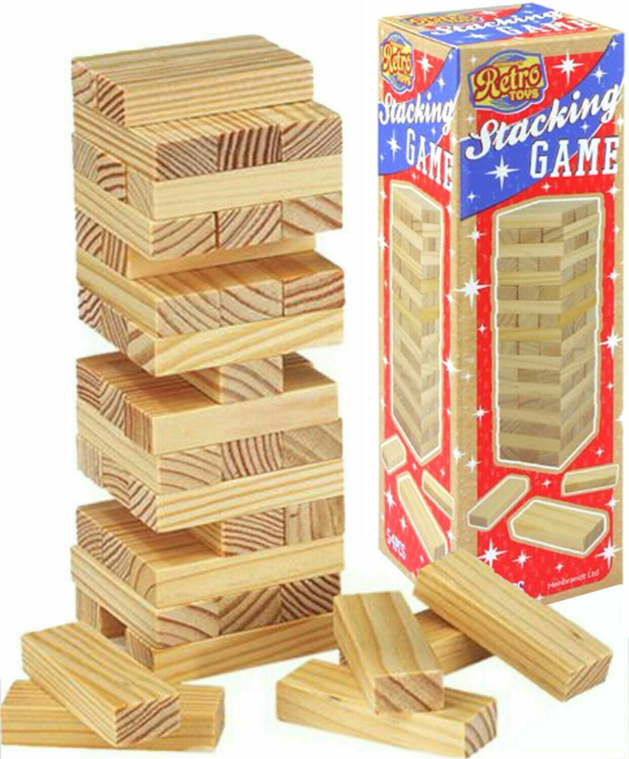 54 Piece Retro Stacking Tumbling Wood Block Game Toys Children's Wooden