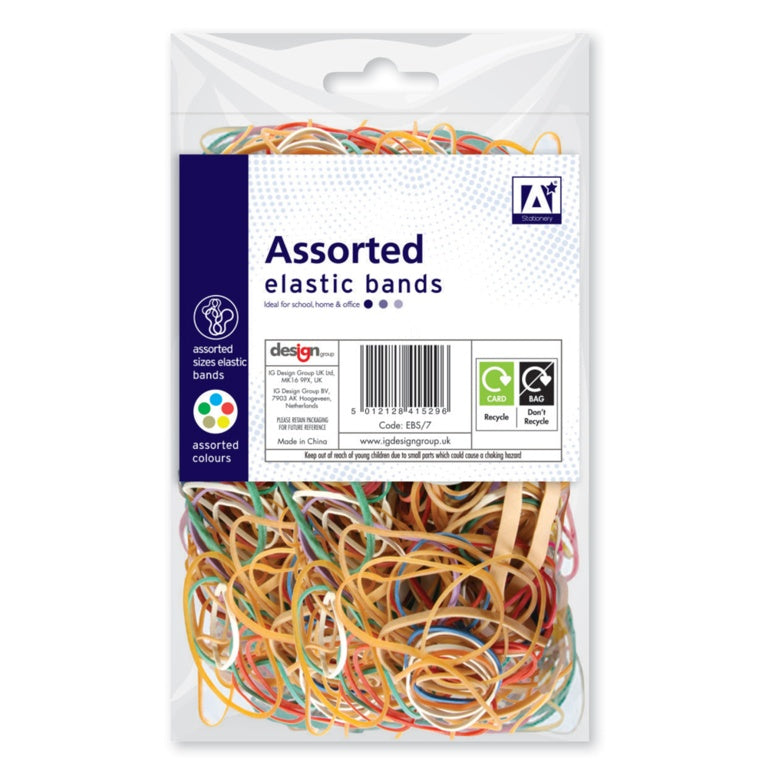 Elastic Bands Assorted Colours Hanging